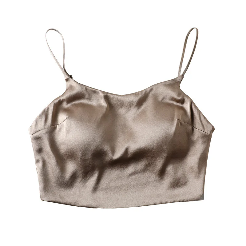 Mulberry silk rimless thin back tube top bra, silk elastic satin silk smooth breathable smooth and seamless underwear