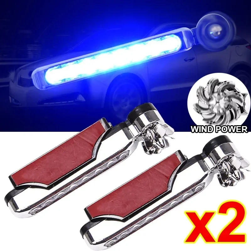 Wind Powered LED Car DayTime Lights Creative Auto Auxiliary Running Lights Rotation Fan Lamp Automobile Day Time Headlights