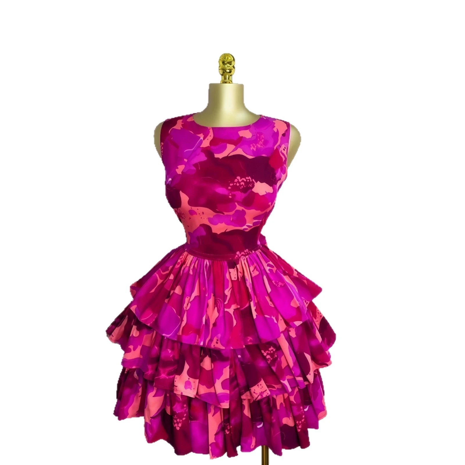 2026Elegant Women Ruffles Sexy Mini Dress Fashion Floral Print Chiffon Short Skirt Long Sleeve V Neck Hollow Out Low Cut Dresses