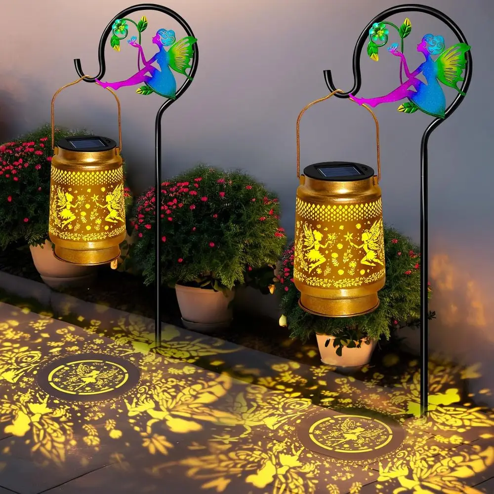 

2 Packs airy r Lanterns Outdoor Waterproo with Shepherd Hook,Hanging r Lights airy Garden Decor,Chrisas Decorations Gits or Wome