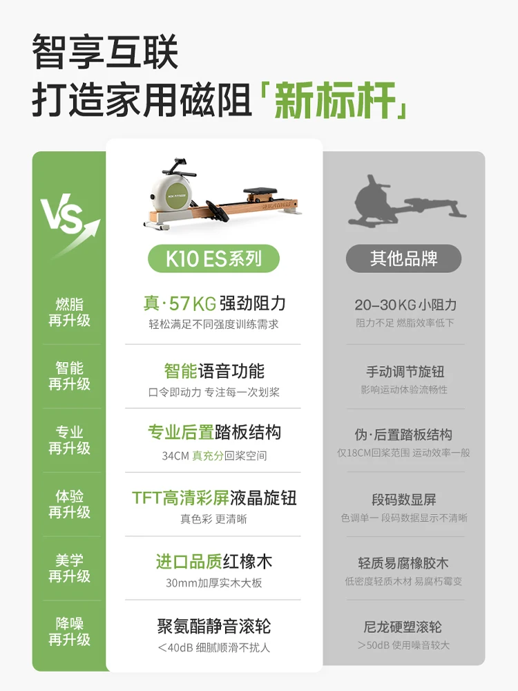 K10 Magnetoresistive Silent Rowing Machine Household Intelligent Folding Rowing Machine Fitness Equipment