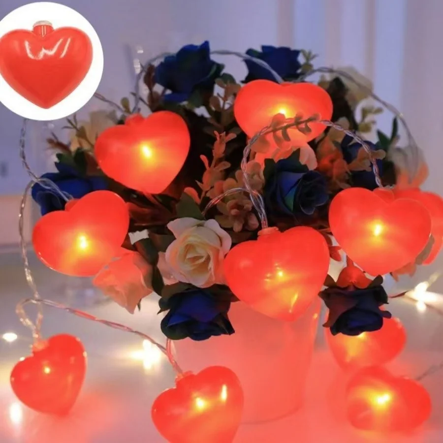 

1PC Heart Shaped String Lights 20LED, Battery Powered Red Fairy Lights for Bedroom Wedding Valentine's Decor