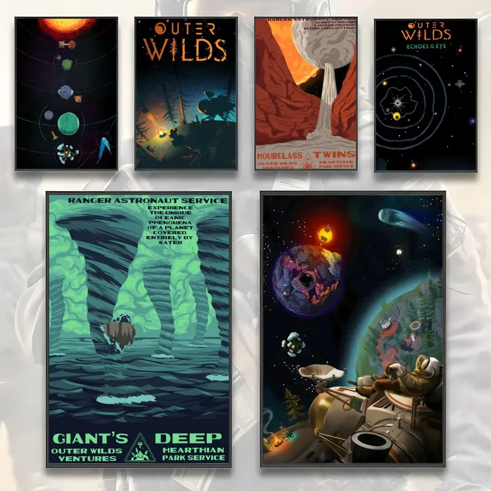 Outer Wilds  Calligraphy HD Canvas Poster living room bedroom bar aesthetic decoration