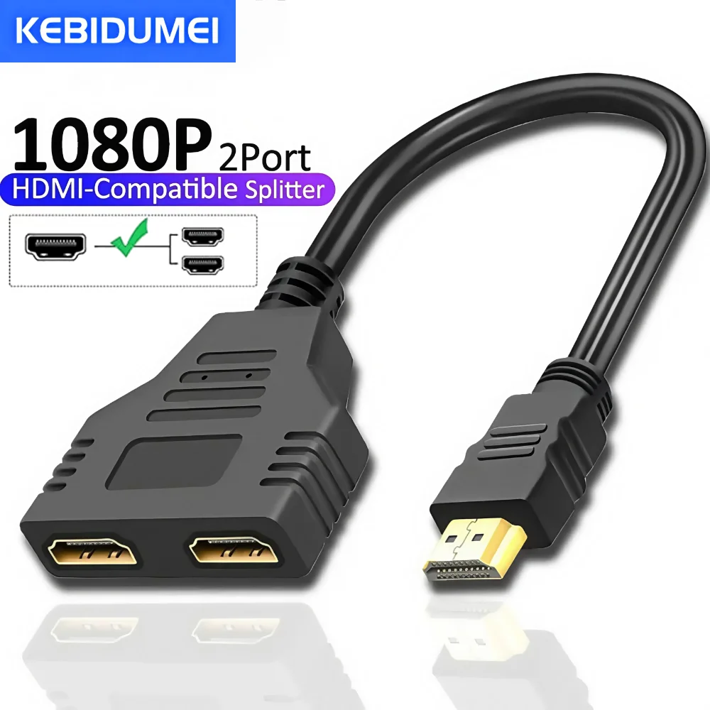 

HDMI Splitter Adapter Cable 1 Male To Dual HDMI 2 Way Female 4K 3D Y Splitter Cable for Laptop TV Monitor 1080P 1 in 2 Out LED
