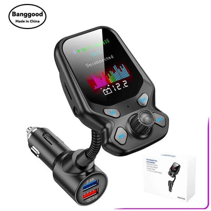 

T819 Car Bluetooth MP3 Player Bluetooth Receiver U Disk Car Charger Car Cigarette Lighter Color Screen