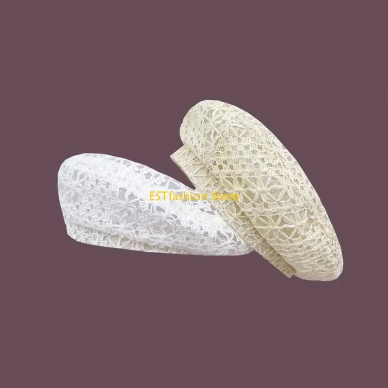 Y5GC Crocheted Cap Women Handmade Color Hollow Floral Vintage Painter Hat