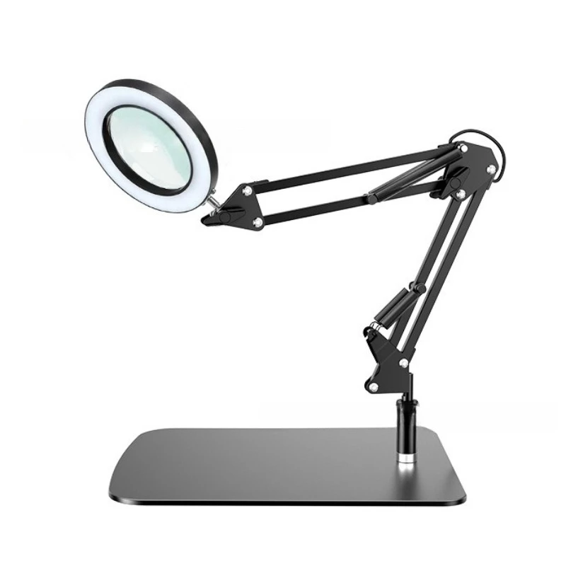 Magnifying glass lamp for repair, foldable portable desk clip for reading, and study desk lamps for makeup work