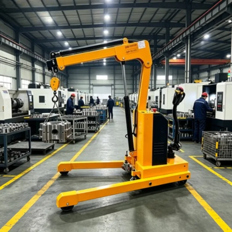 Heavy Duty 2000kg Folding Mini Electric Floor Crane Small Hydraulic Lifting Portable Electric Floor Crane for Material Lift