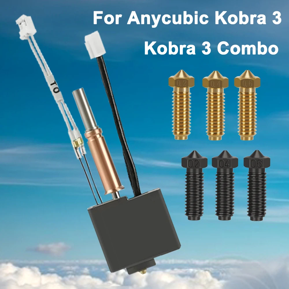 

Для Anycubic Kobra 3 комбинированный Hotend Комплект Горячий Конец латунь сопла термистор 24 в 50 Вт нагреватель для Anycubic Kobra 3 3D принтер Hotend часть