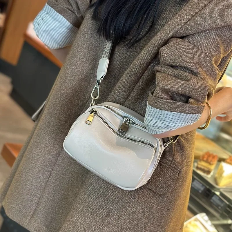 Shoulder Bag Head Layer Cowhide Small Crossbody Versatile Leather Handbags for Women Female High-quality Messenger Luxury Y2k