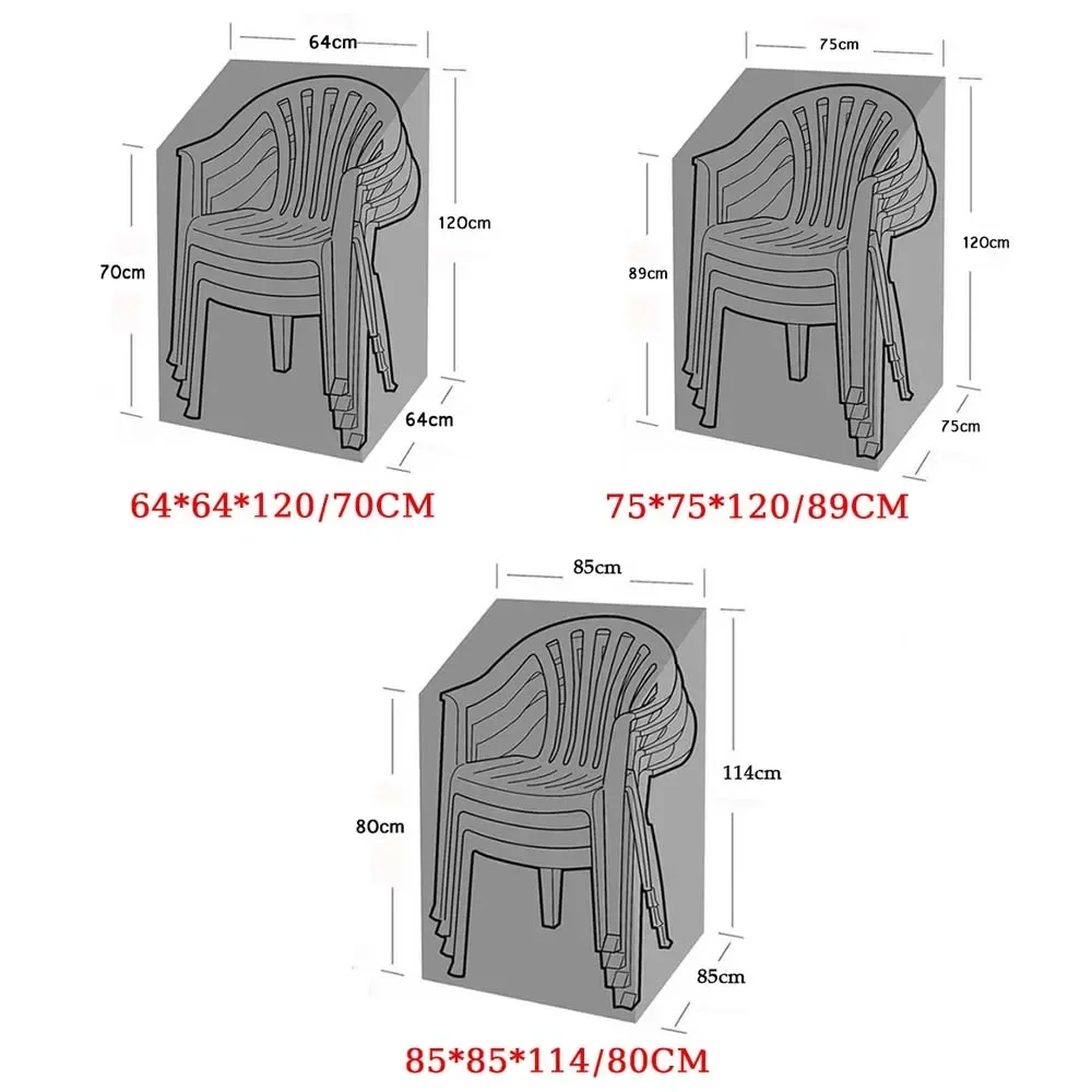 Organizador de sillas a prueba de polvo, bolsa de almacenamiento de cubierta de polvo apilada, Protector de muebles de jardín y Patio al aire libre,