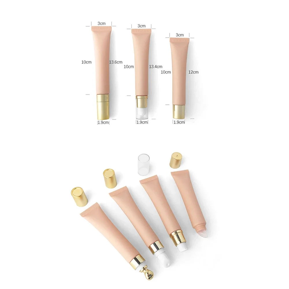 20g Matte Apricot Lipstick Squeeze Bottle 20ml Lip Balm Refillable Soft Tube Massage Eye Cream Lip Honey Beige Empty Container