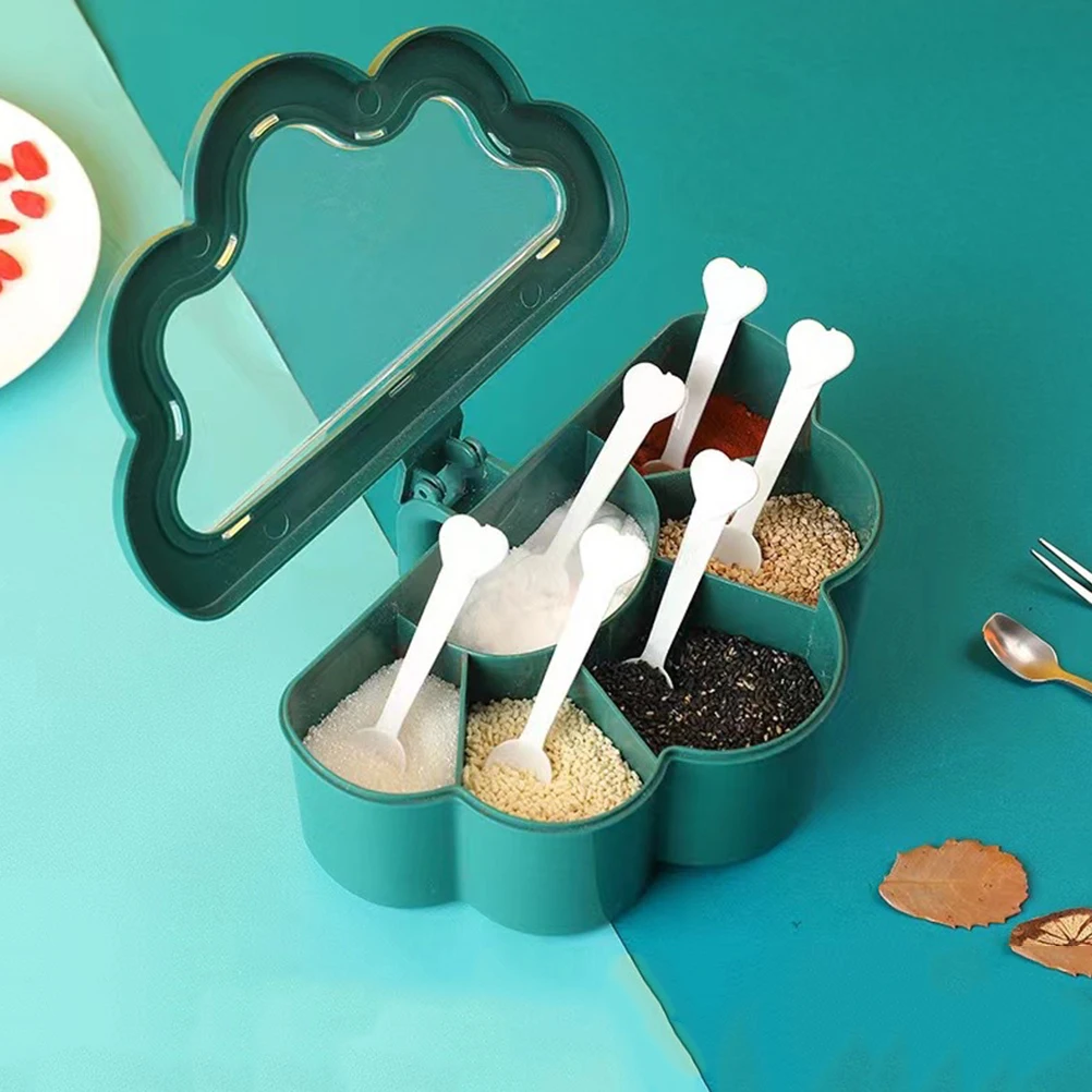 

6 Compartment Spice Box Clear Lid Seasoning Organizer for Kitchen Outdoor Cooking Portable Condiment Holder Easy Clean PP