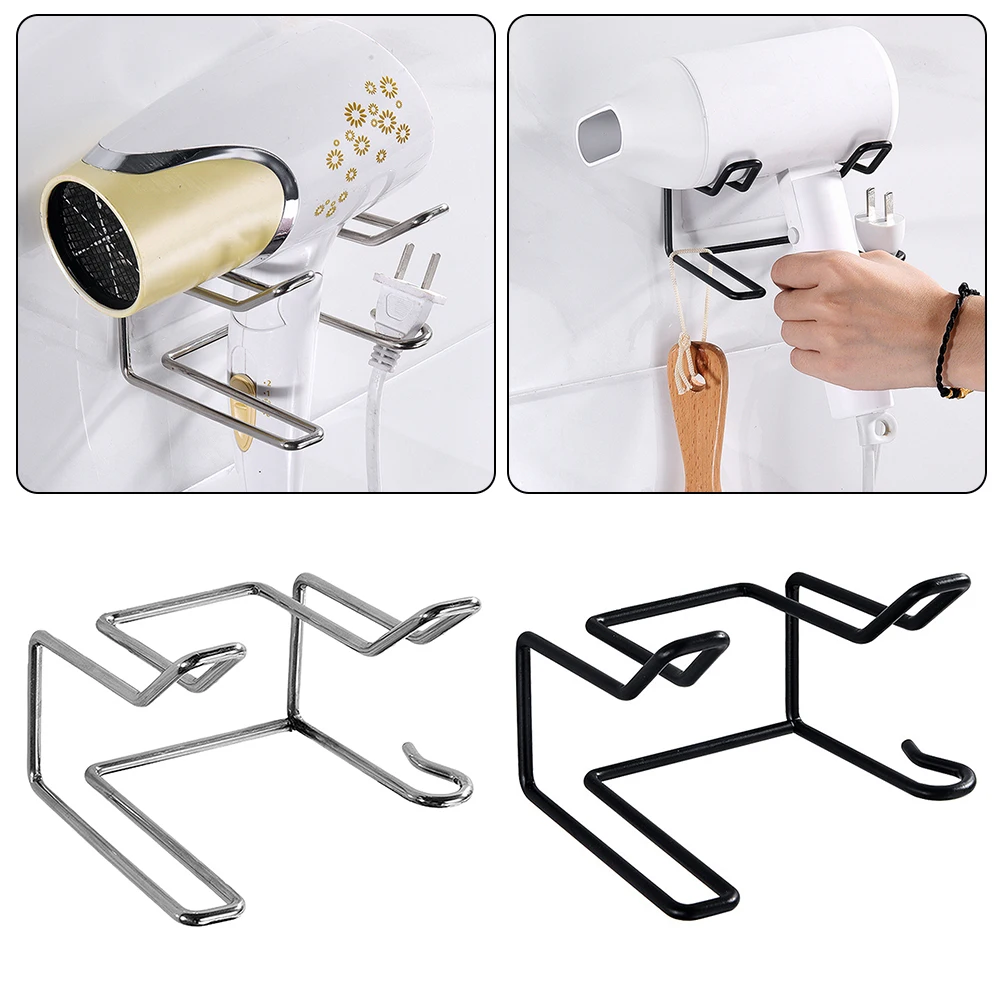 Hair Dryer Organiser Rack Stainless Steel Wall Mounted No Drill Hair Dryer Sturdy Stable Installation For Shower Room