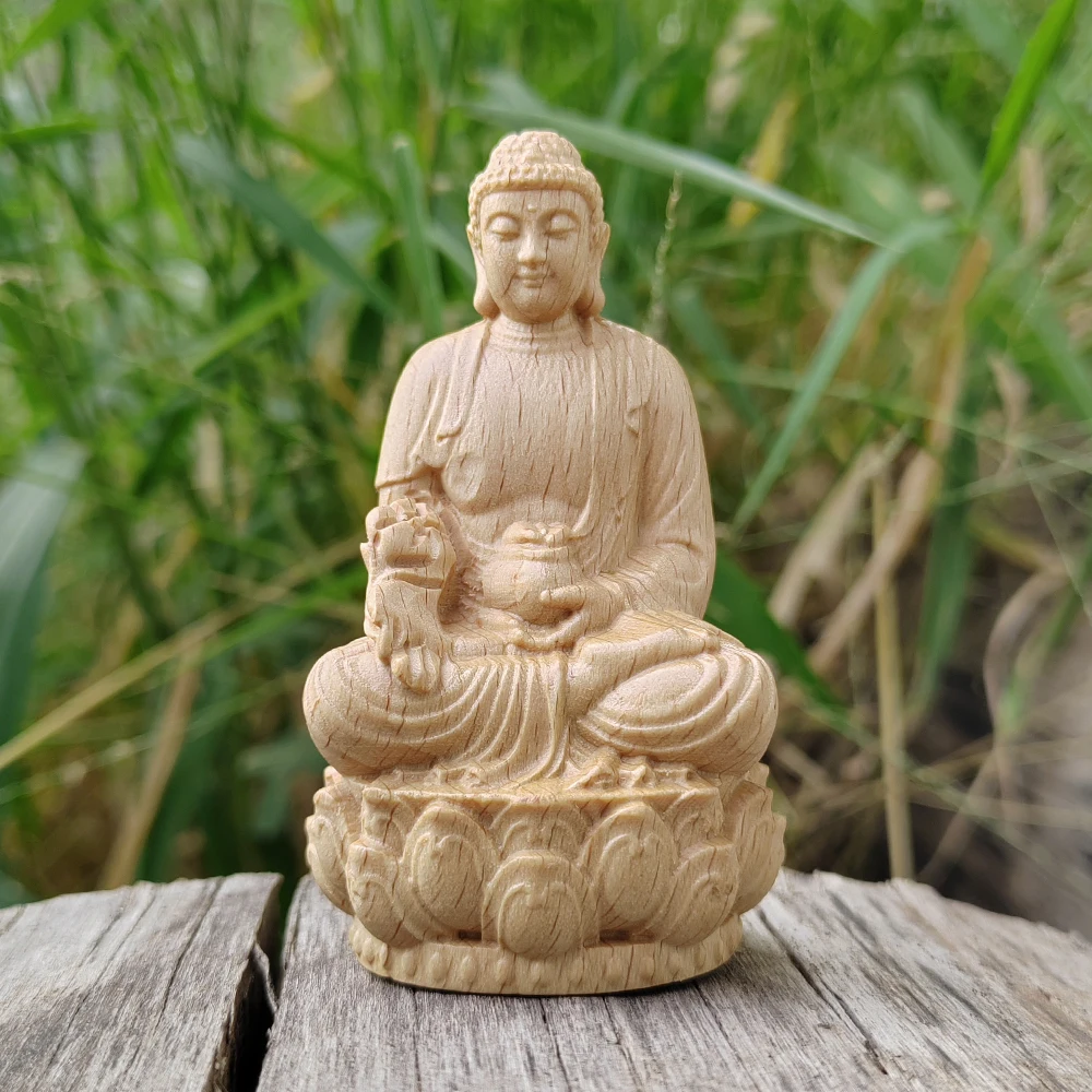Wooden Carved Meditation Buddha Statue Ornament, Hand-Carved, Chinese Style, Artistic Style, Suitable for Halloween Decorations, Office Decoration, Interior Decorations, Living Room, New Year Gifts, Birthday Gifts, Thanksgiving Gifts