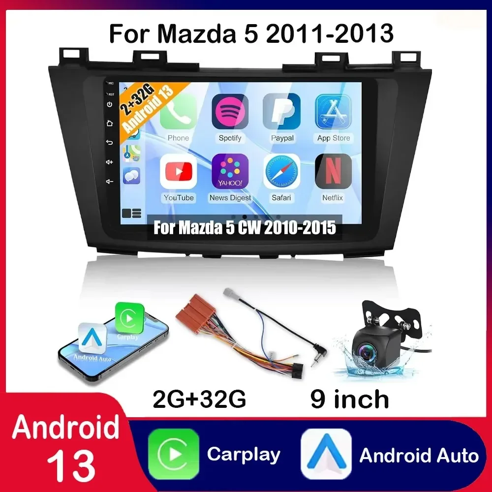 

2G+32G Android 13.0 Carplay Car Stereo Radio GPS Navi WIFI Compatible for Mazda 5 2011-2013