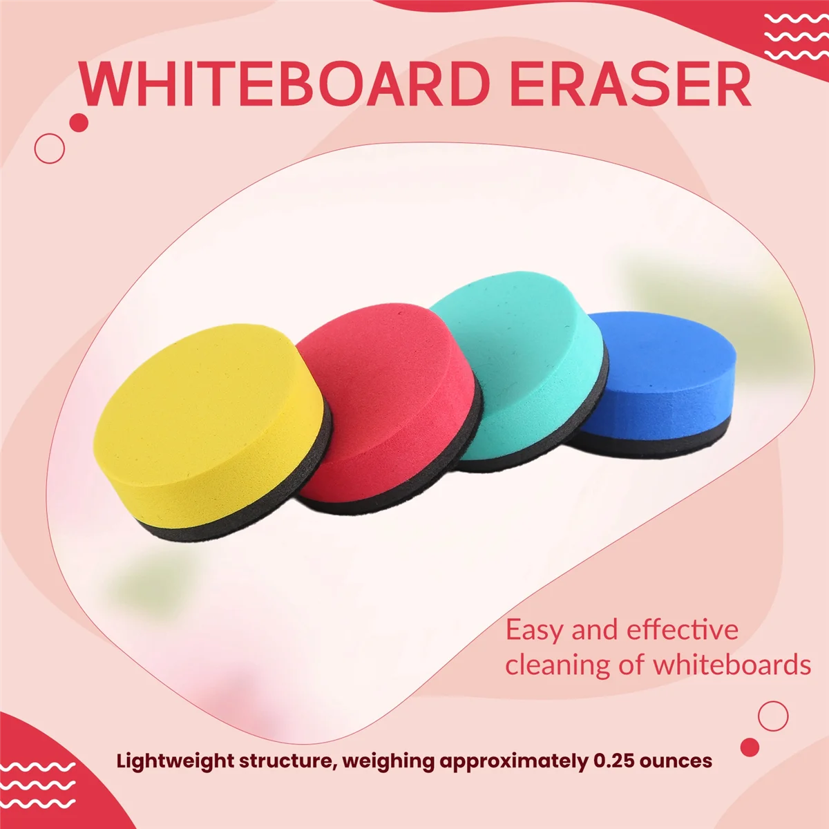 ACKOR Confezione da 16 mini gomme cancellabili a secco Gomme magnetiche per lavagna Detergenti per lavagne Gomme a secco Tergicristallo (4 colori, 2 x 2 pollici)
