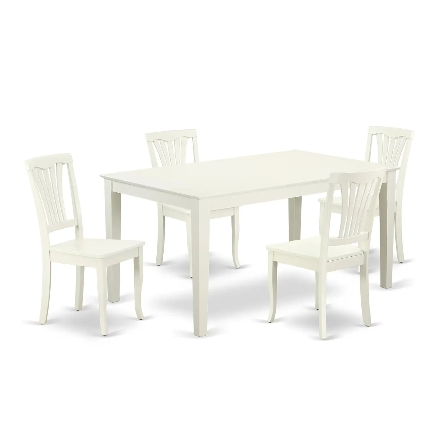 5 Piece Dining Set Rectangle Table & 4 Wood Seat Chairs 36x60 Inch Linen White, Customized