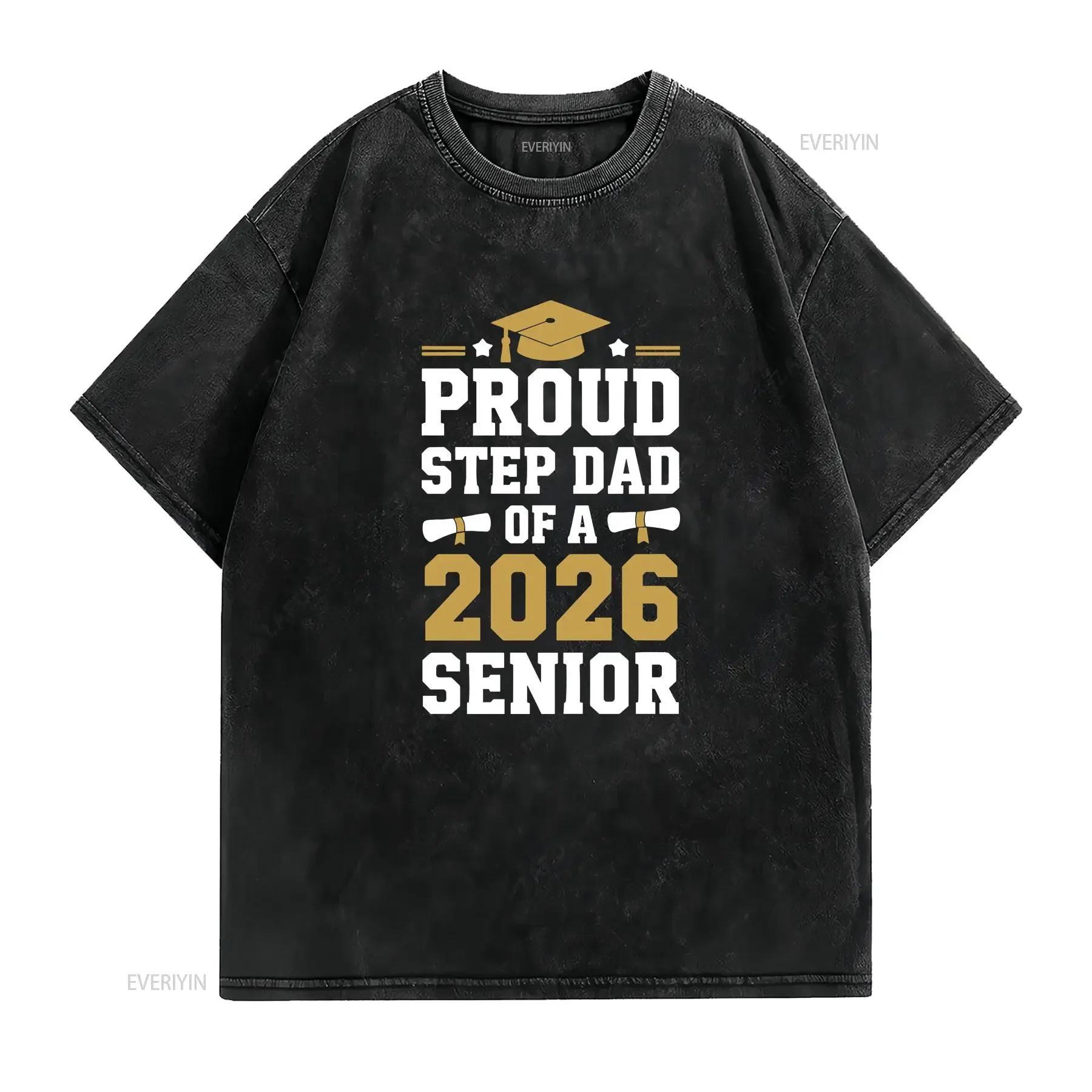 Proud Stepdad 2026 T Shirt Class Of Graduation Graduate Senior vintage Washed Slightly Breathable graphic streetwear