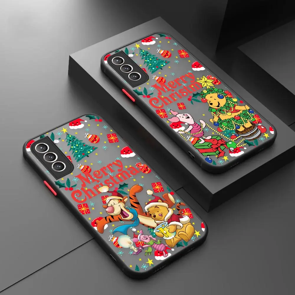

Christmas Winnie Poohs Piglet Fundas For Samsung Galaxy S25 S24 S23 S22 S21 S20 Ultra S24 S23 FE Plus Note 20 Frosted Phone Case