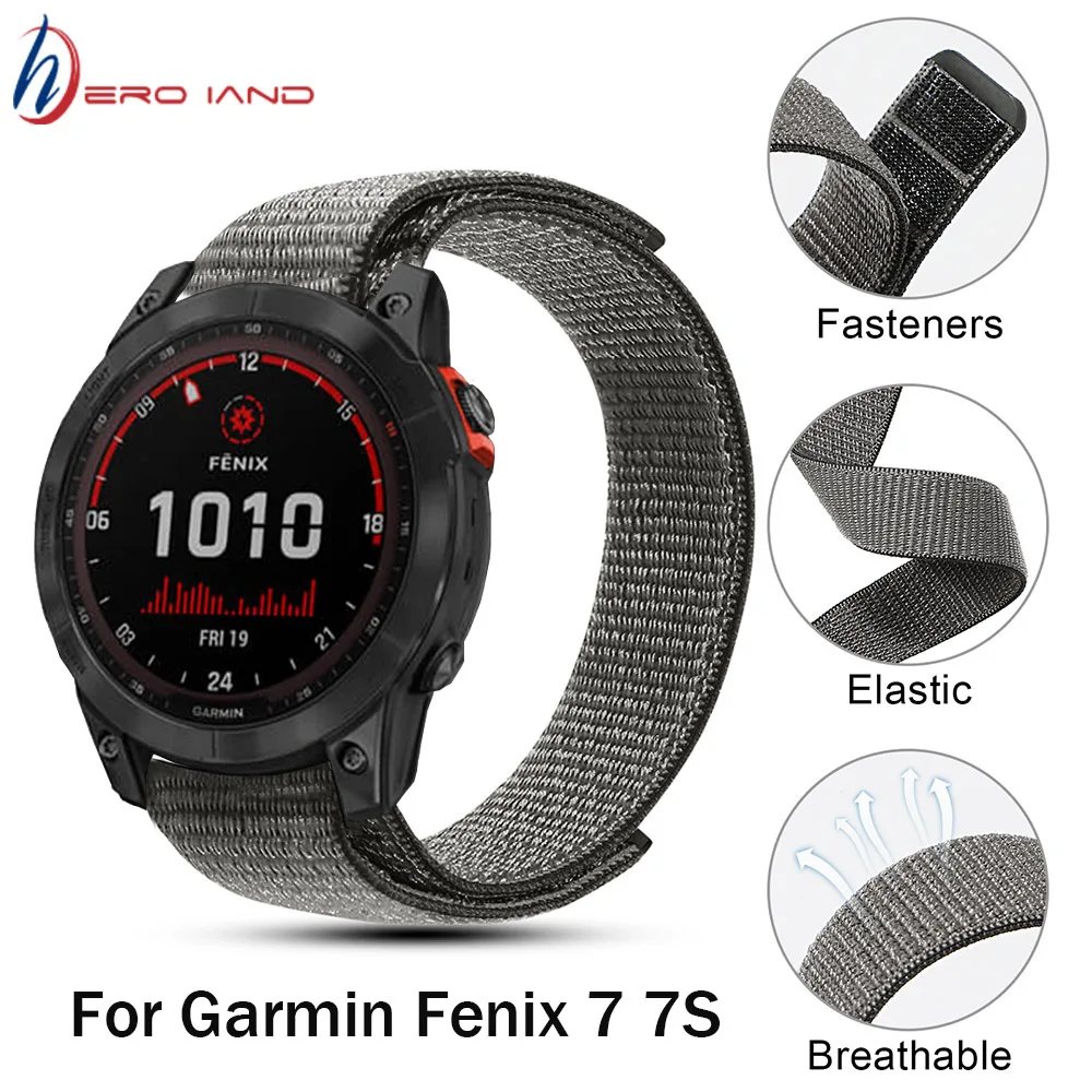 22 20mm Nylon Strap For Garmin Fenix 7 7S 6 5 6S Pro 5S Plus/Forerunner 935/Enduro/Venu 2 2S Hook and Loop Quick Dry Watch Band