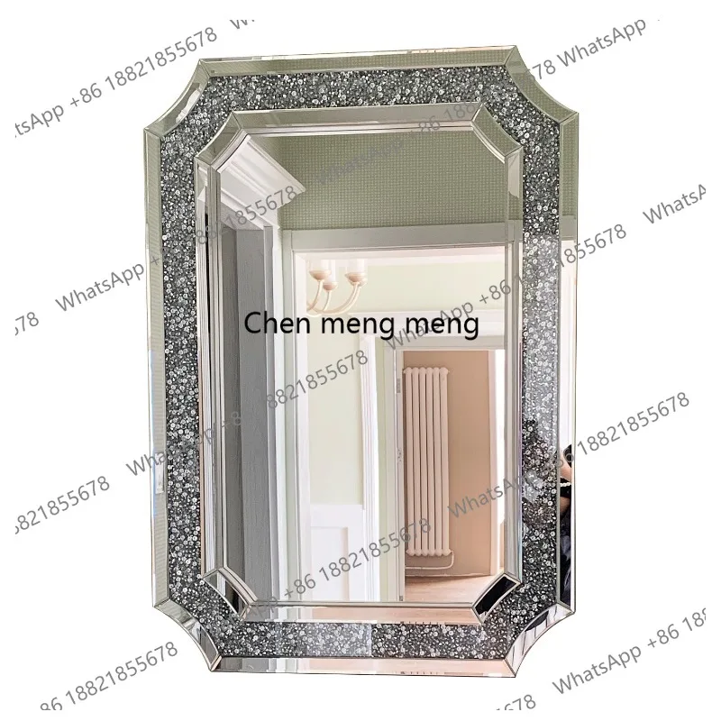 Light luxury wall-mounted mirror, bedroom makeup mirror, dining side porch, fireplace, diamond-encrusted decorative mirror