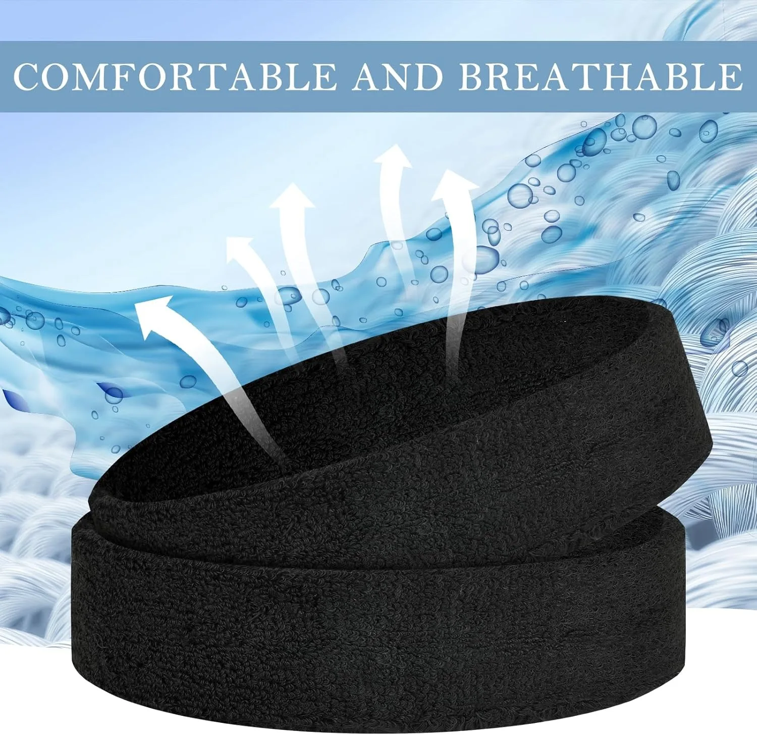 Confezione da 4 fasce per uomo, fasce per il sudore, fasce per uomo e donna, fasce per il sudore in spugna di cotone per il tennis