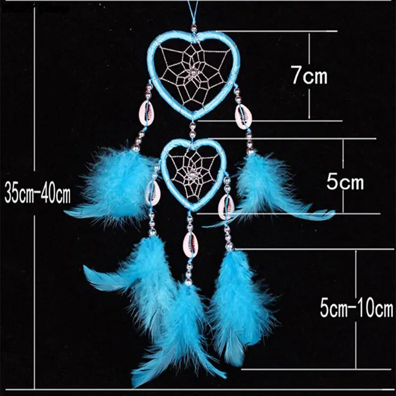 1Pc Indian Love Dream Catcher Wind Chimes Feather Decoration Home Decoration Wall Hanging Adornment Handmade Hanging Gift 7cm