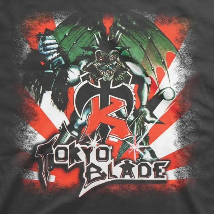 Tokyo Blade Logo Mens Black Short Sleeve T Shirt Heavy Metal Graphic Tees