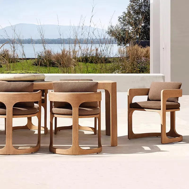 Outdoor solid wood table and chairs courtyard villa antiseptic wood table open-air outdoor garden terrace teak leisure chair com