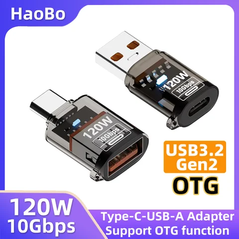 Adapter USB 3.2 do typu C o mocy 120 W OTG 10 GB Szybki transfer danych i audio do tabletu PC Xiaomi Huawei Konwerter USB C