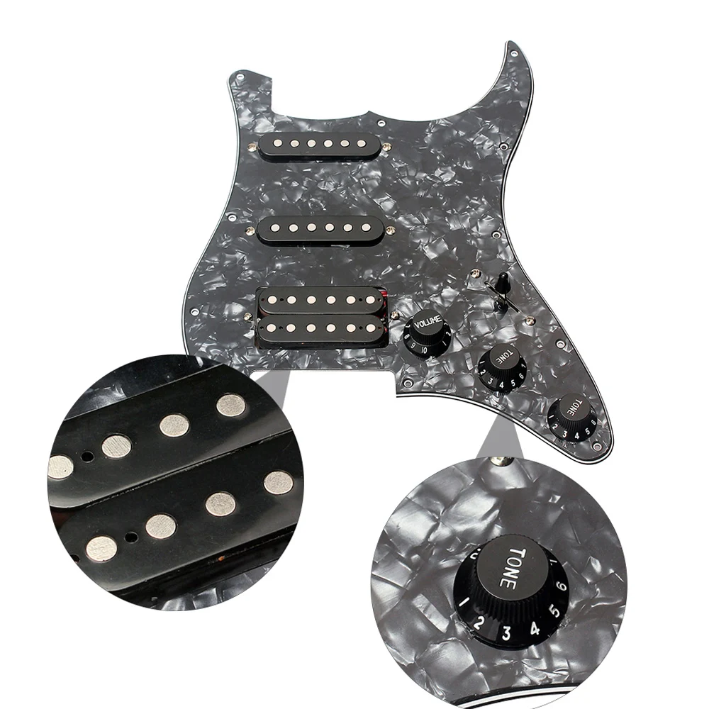 طقم بيكجوارد هامبوكر مكون من 3 طبقات SSH محملة مسبقًا لجيتار سترات ST الكهربائي باللون الأبيض واللؤلؤ #3