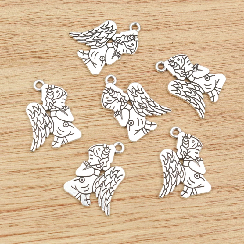 15pcs 23x16mm Antique Silver Plated Angel Girl With Wings Handmade Charms Pendant:DIY for bracelet necklace