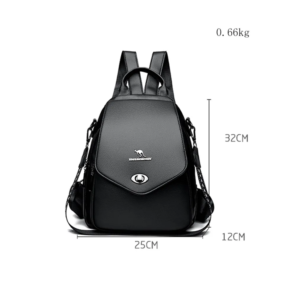 Fashion Lock Women Backpack Designer High Quality Leather Women School Bags Multifunction Large Capacity Travel Backpack Mochila