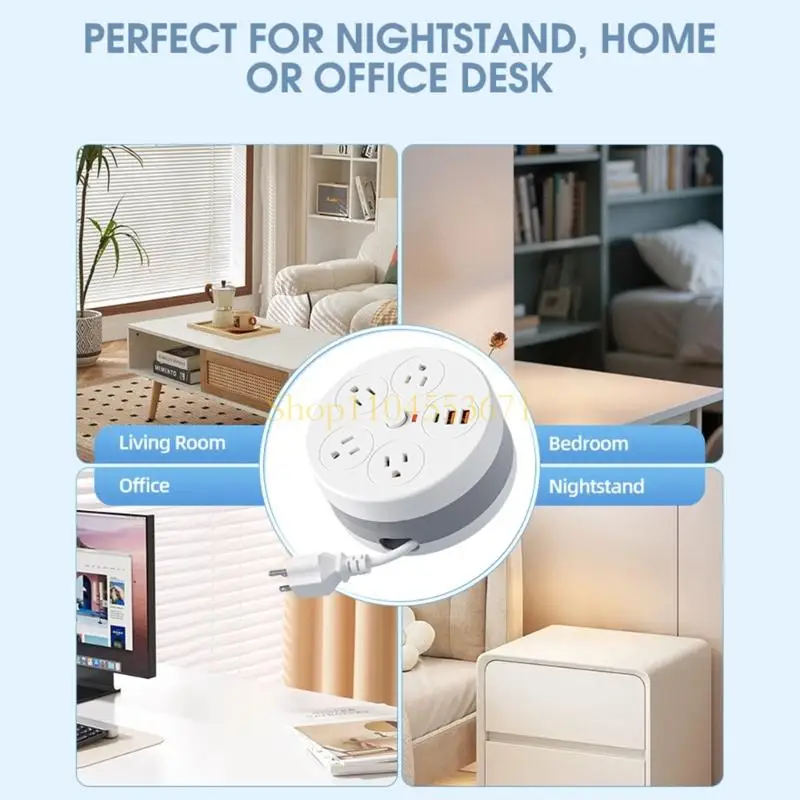 Best Seller Multipurpose Circular Power Socket With Retractable Cord And Multiple Outlets For Neat Cable Management