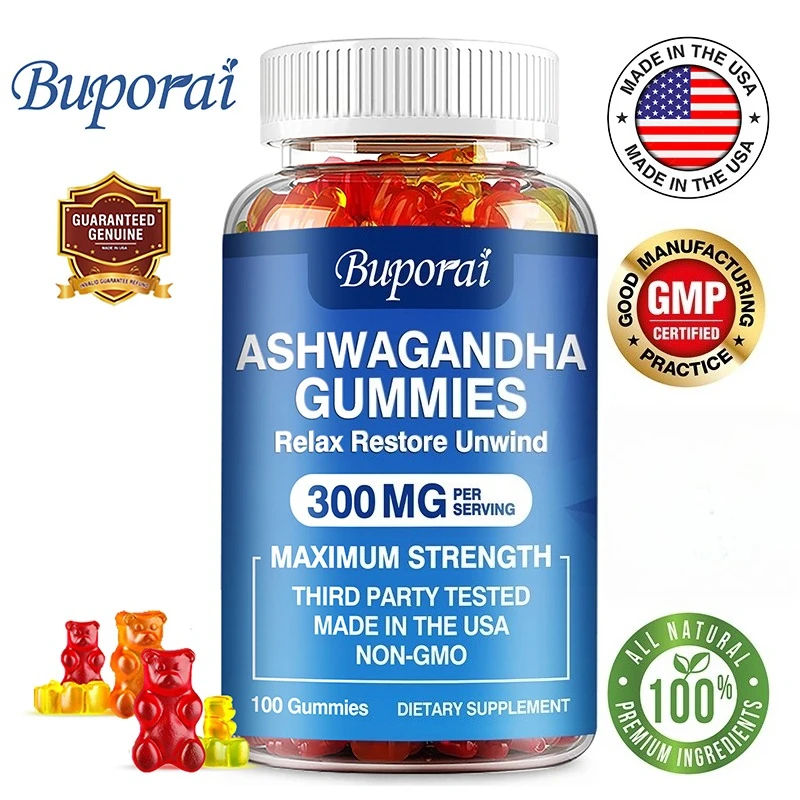 

Ashwagandha Gummies - Stress Relief & Immune Support Supplement, Supports Balanced Energy Levels, NON-GMO