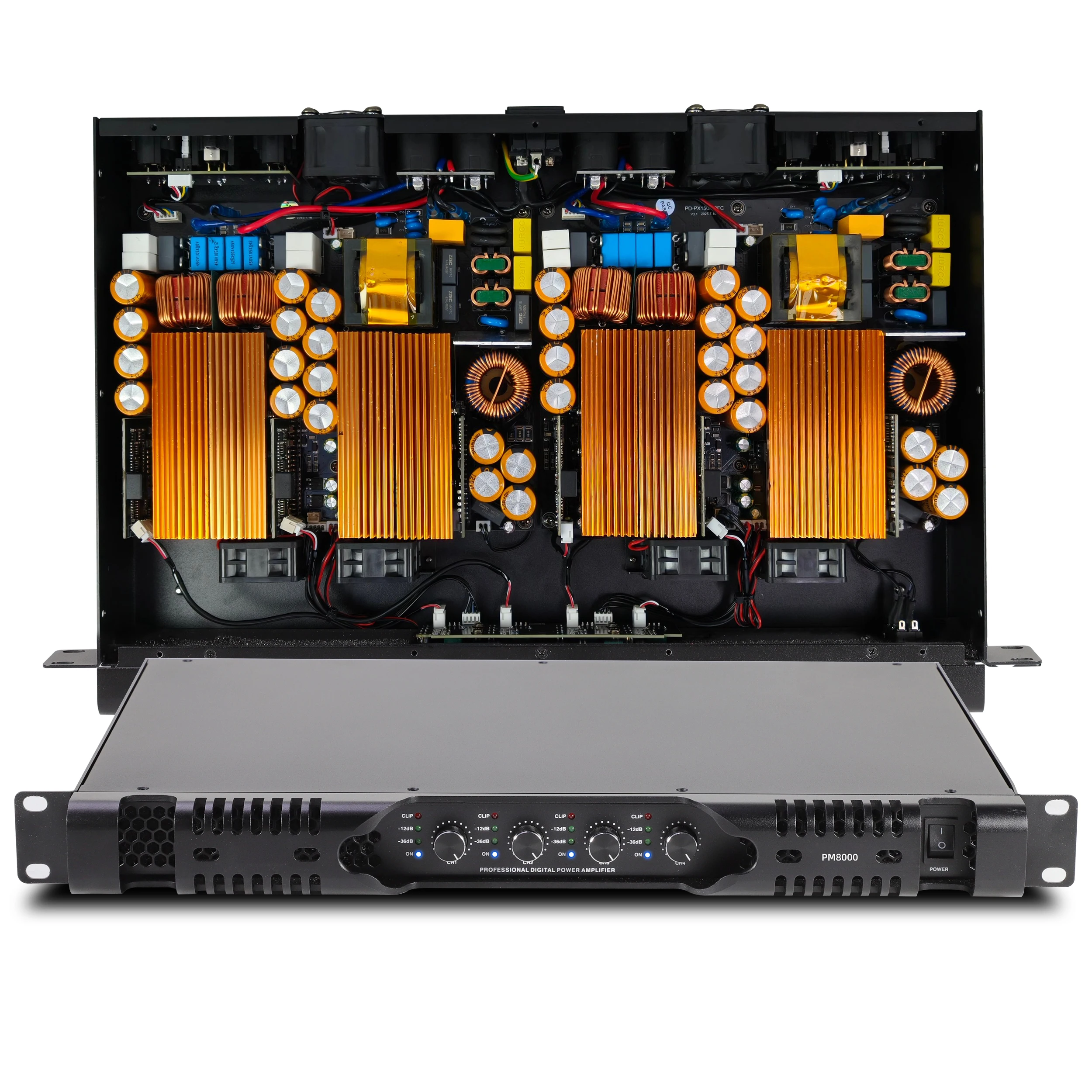 4*2000W 1U Digital Amplifier 2/4Channel Audio DJ Power Amplifier Stereo Sound System Pro Audio Speaker Class D Amplifier