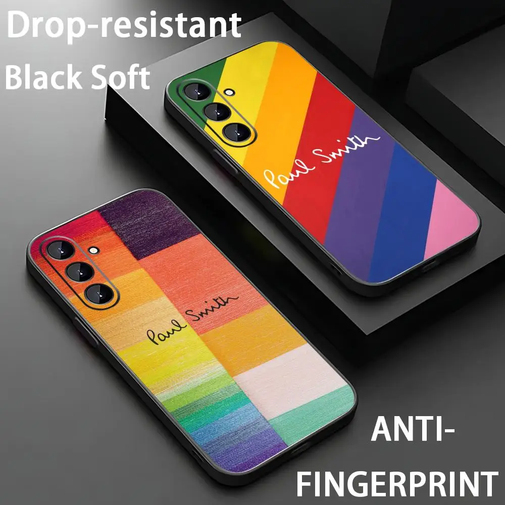 Fashion Smith Stripe Phone Case For Samsung Galaxy S26 S25 S24 S23 S22 S21 Plus Ultra Fold A Soft Black