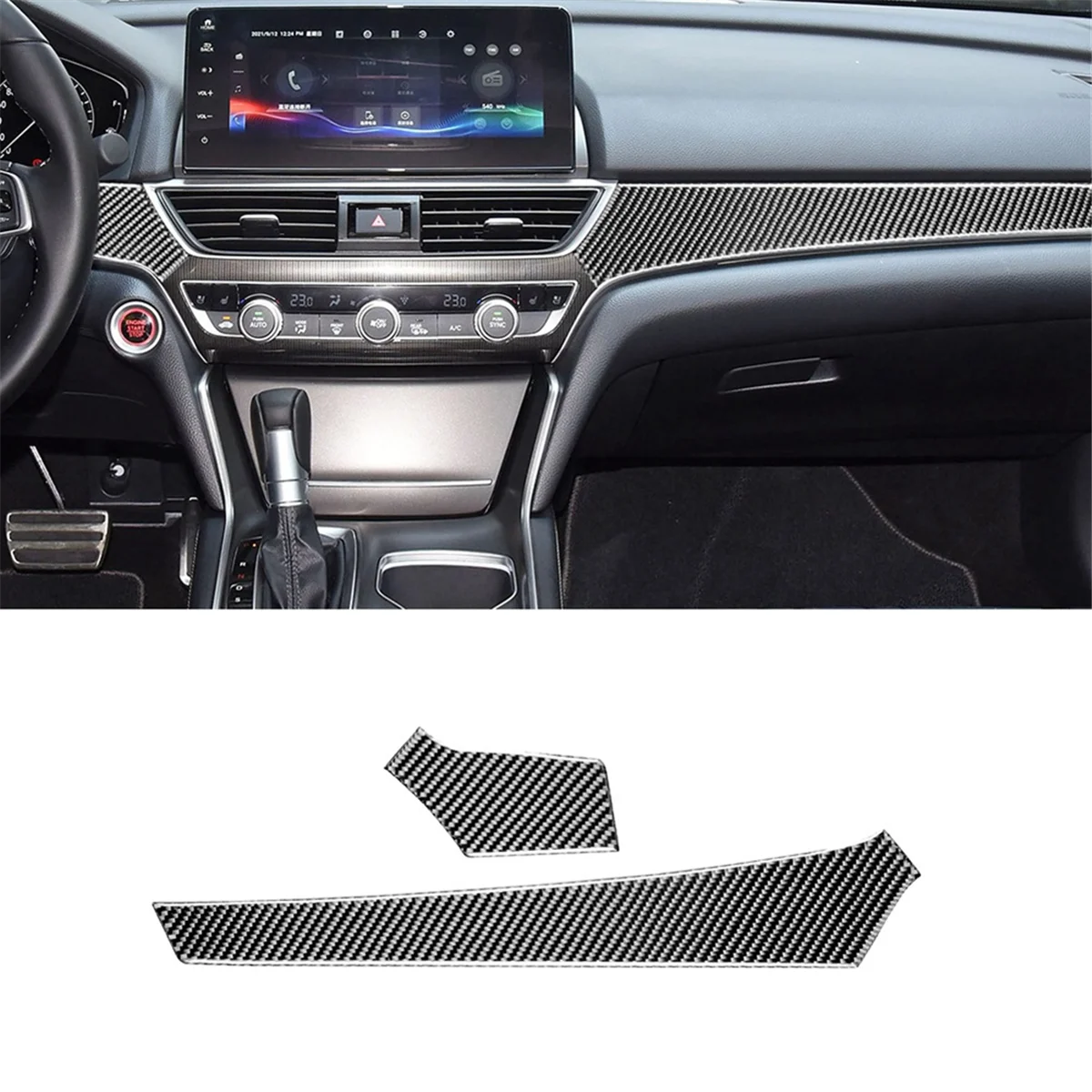 Углеродное волокно для Honda Accord 10th 2018-2022, автомобильные поступления, аксессуары для отделки, левый руль Углеродное волокно для Honda Accord 10th 2018-2022, автомобильные поступления, аксессуары для отделки, левый руль