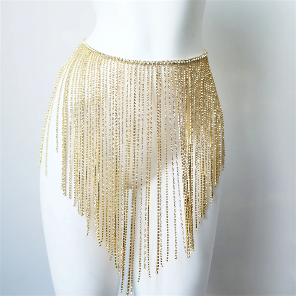 Atmosphere Shiny Multi layer Long tassel Body Chain Women\'s Ball Party Dance Skirt Body Chain Wearing Accessories