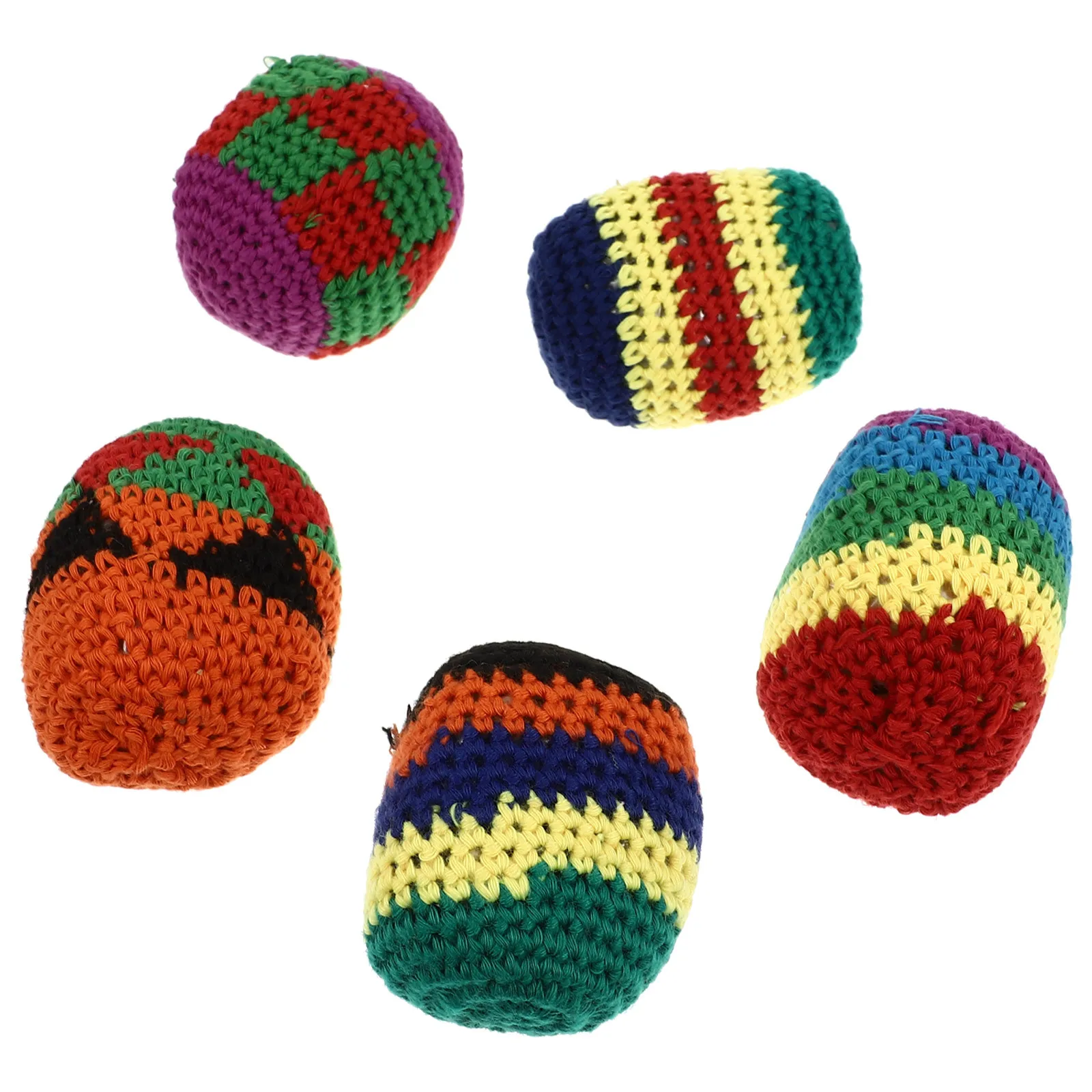 

5pcs Round Sandbag Crocheted Multicolored Kids Interactive Play Balls For Outdoor Indoor Throwing Game Educational Family