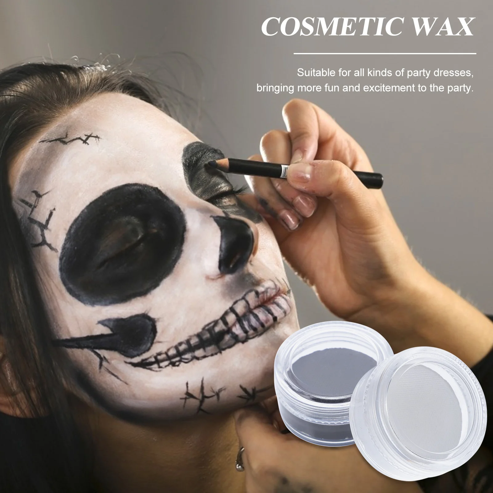 2Pcs Face Paint Kit Black White Wax Waterproof Halloween Body Paint Set Special Effects Makeup Party Carnival
