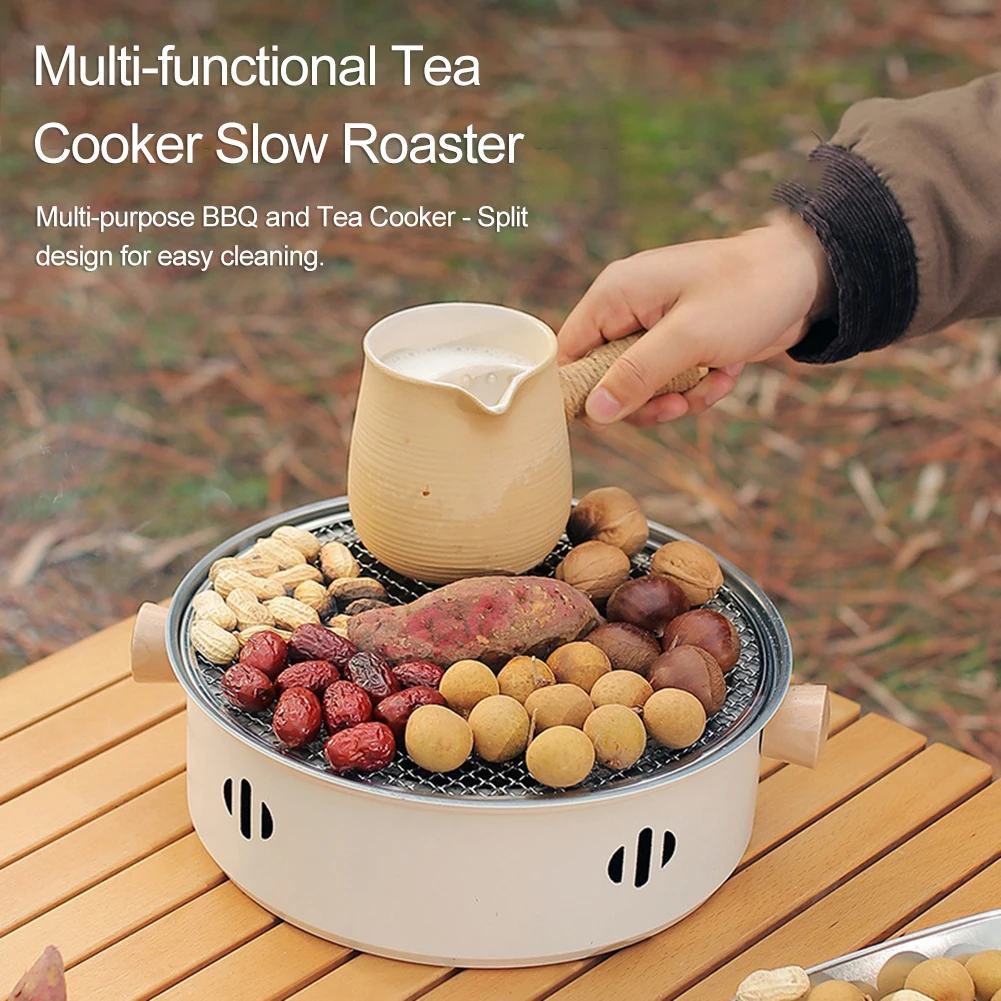 شواية فحم الشواء شواية فحم محمولة مع شبكة شواء مقلاة شواية باربيكيو متعددة الوظائف لفناء الحديقة الخارجية #3