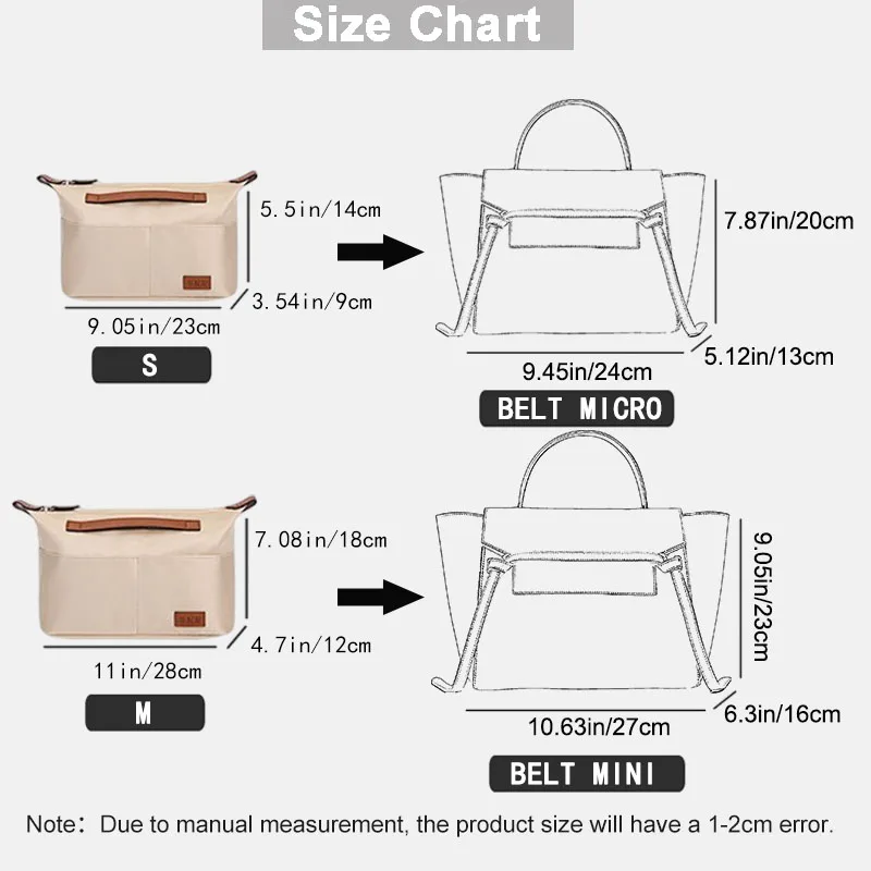 EverToner Purse Organizer for Celin Belt Micro Mini Liner With Handle Insert Satin Bag Cosmetics Bag Handbag Tote Shaper