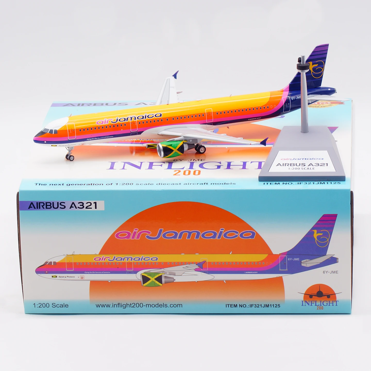 

Коллекционная модель самолета IF321JM1125 из сплава, подарок, INFLIGHT 1:200, Air Jamaica Airbus A321, литая под давлением, с подставкой