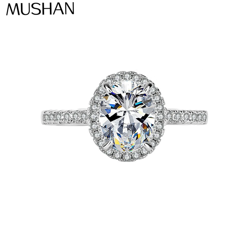 

MUSHAN Luxury Jewelry 925 Pure Silver Genuine Moissanite Diamond Ring 2 Carats Couple'S Pair Ring Wedding Ring