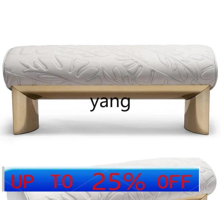 

LMM light luxury home door shoe changing stool bed stainless steel sofa bench