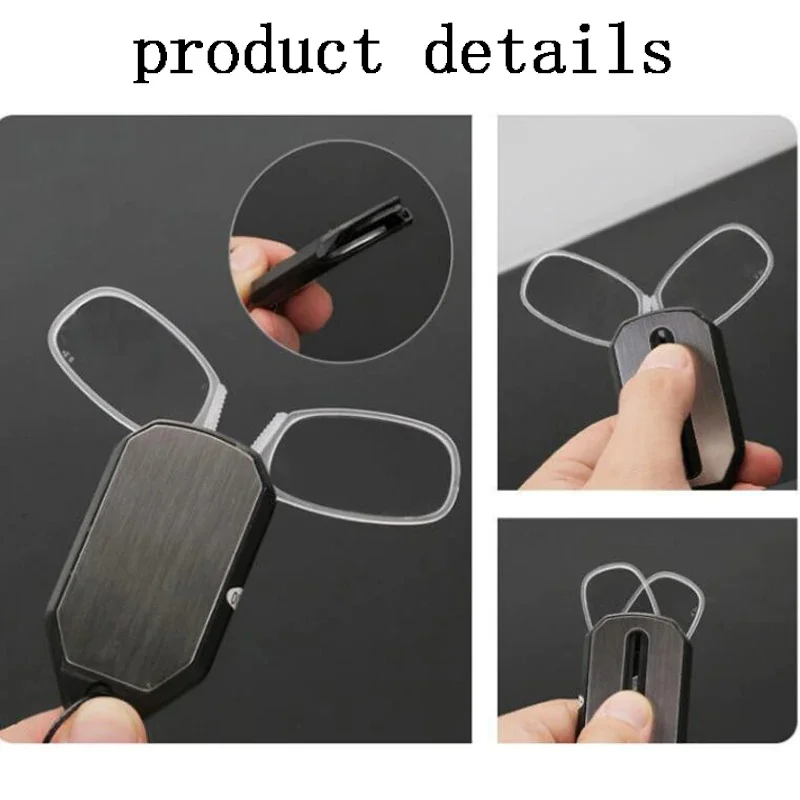 Mini Reading Glasses Women Nose Clip On Thin Foldable Folding Diopter Glasses Men Optics Eyeglasses