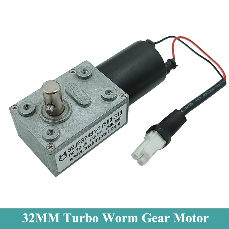 

32MM Micro 7-Type Mini 370 Turbo Worm Metal Gear Motor DC 6V-12V 14RPM Slow Speed Large Torque Reduction Motor DIY Turntable Toy