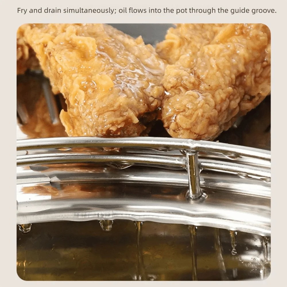 

304 Stainless Steel Fried Food Draining Rack Food Grades Oil Control Oil Filter Serving Tray Heat-resistant Rust-proof